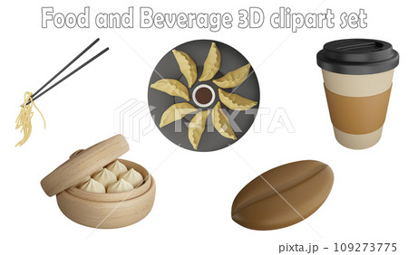 Food and beverage clipart element ,3D render food and beverage concept isolated on white background icon set No.3 109273775