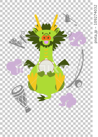 2024年賀状　ブラジルの楽器を持った竜（辰） 109274032