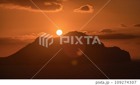 Sunset on Amorgos island aerial timelapse from above. Greece 109274307