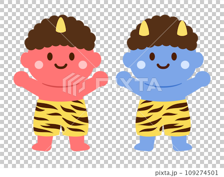 Illustration of red demon and blue demon 109274501