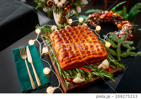 Traditional Christmas or New Year's pie. 109275213