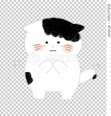 Hand-drawn cat squirming shyly 109275958