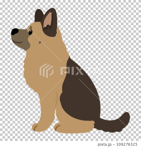 簡單可愛的德國牧羊犬側身坐著的插圖，沒有主線 109276325