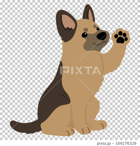 簡單可愛的德國牧羊犬揮手的插圖，沒有主線 109276326