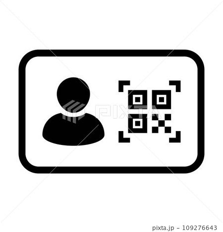 Digital id icon avatar with qr code for bio-metric identity in vector male user person profile symbol for in a glyph pictogram illustration Digital id icon avatar with qr code for bio-metric identity in vector male user person profile symbol for in a glyph pictogram illustration 109276643