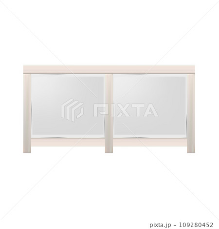 Realistic Detailed 3d White Fence Rail White Exterior Element. Vector illustration of Fencing Sections with Pillars 109280452