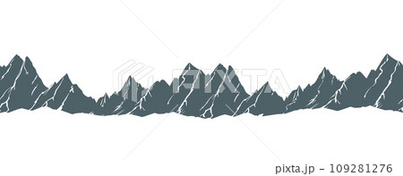 Seamless mountain background. Hand drawing. Not AI. Vector illustration 109281276