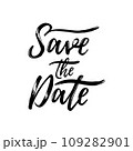Save the date black text calligraphy vector lettering for wedding love card 109282901