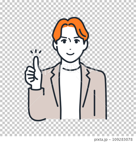 笑顔でグッドサインをするカジュアルスーツを着た若い男性のシンプルなベクターイラスト素材 笑顔でグッドサインをするカジュアルスーツを着た若い男性のシンプルなベクターイラスト素材 109283078