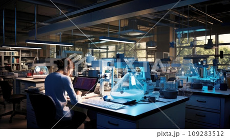 A scientist in a laboratory conducts experiments A scientist in a laboratory conducts experiments 109283512