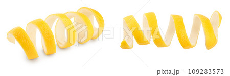 Lemon peel isolated on white background. Healthy food Lemon peel isolated on white background. Healthy food 109283573
