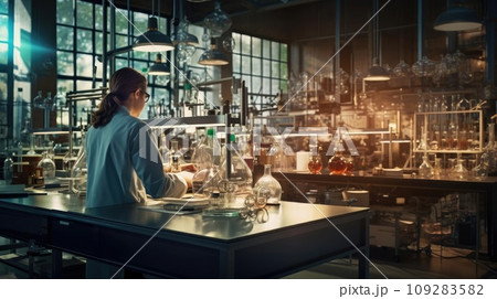 A scientist in a laboratory conducts experiments A scientist in a laboratory conducts experiments 109283582