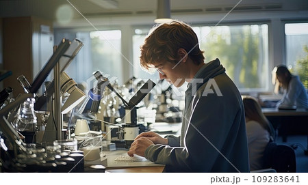 A scientist in a laboratory conducts experiments A scientist in a laboratory conducts experiments 109283641