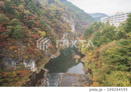栃木　鬼怒川（鬼怒楯岩大吊橋から） 109284595