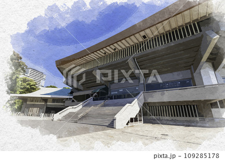 水彩画風 東京北の丸公園 日本武道館 東京都千代田区 水彩画風 東京北の丸公園 日本武道館 東京都千代田区 109285178