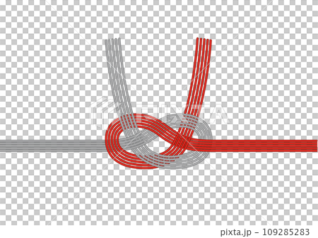 水引淡路結 鮑魚結 銀 x 朱紅 109285283
