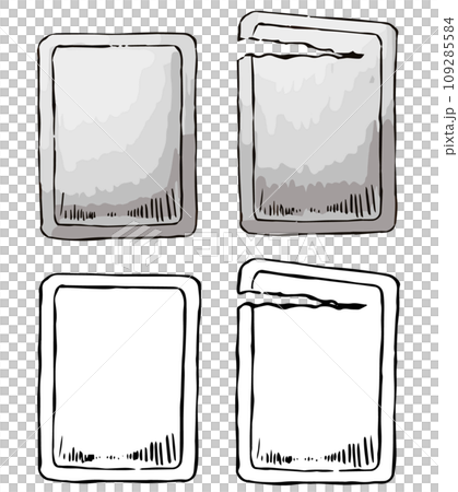 Retort pouch monochrome set hand-drawn style illustration vector Retort pouch monochrome set hand-drawn style illustration vector 109285584