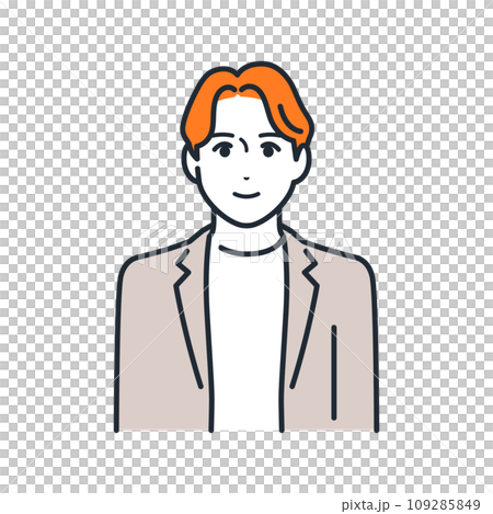 一個穿著休閒西裝的年輕人的簡單頭像圖示向量圖素材 109285849