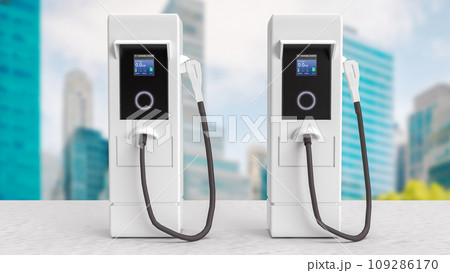 The EV station for technology or transport concept 3d rendering. The EV station for technology or transport concept 3d rendering. 109286170