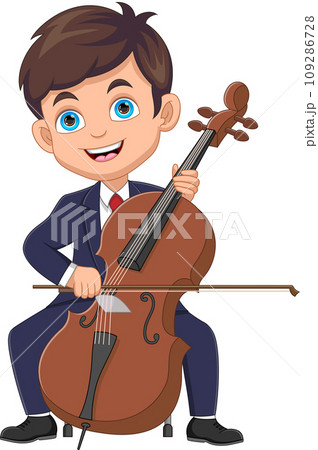 boy playing cello cartoon 109286728