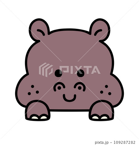 ひょっこり顔を出すかわいいカバ 109287282