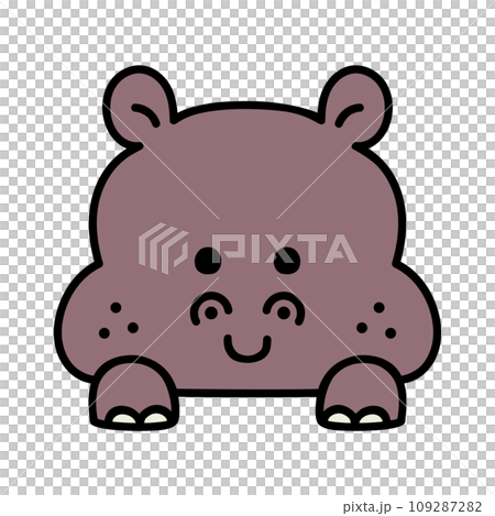 ひょっこり顔を出すかわいいカバ 109287282