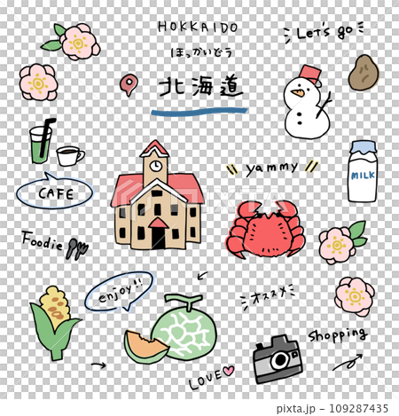 北海道の手描きのアイコンセット 109287435