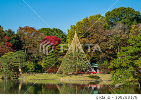東京都　六義園（りくぎえん）　吹上茶屋　秋　特別名勝 109288179