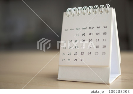 Calendar page close up on wood table background business planning appointment meeting concept Calendar page close up on wood table background business planning appointment meeting concept 109288308
