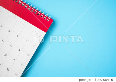 calendar page on blue background business planning appointment meeting concept 109288416