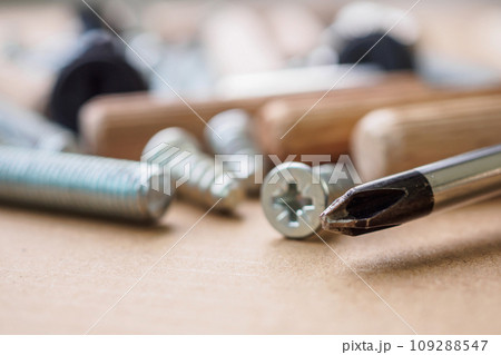 Assembly furniture tool kit with screw dowel and bolt 109288547