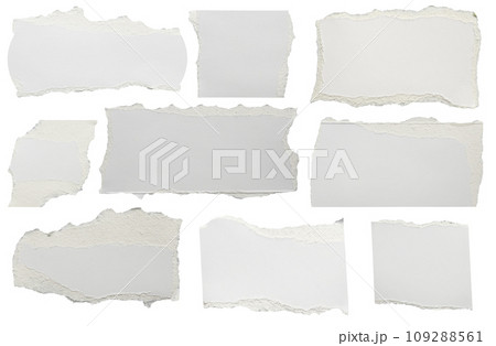 White ripped paper torn edges strips isolated on white background 109288561
