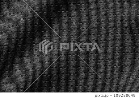 Black sport cloth fabric football shirt jersey texture close up 109288649