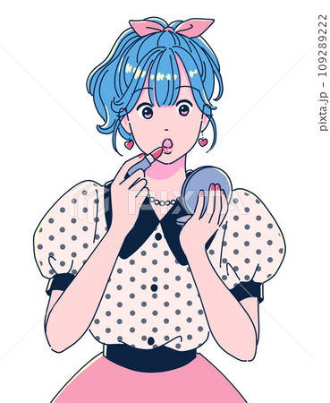 メイクをするアニメ風のおしゃれな女の子 メイクをするアニメ風のおしゃれな女の子 109289222