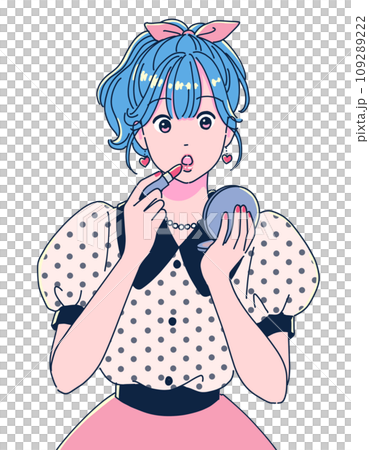 メイクをするアニメ風のおしゃれな女の子 メイクをするアニメ風のおしゃれな女の子 109289222