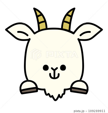 ひょっこり顔を出すかわいいヤギ 109289911