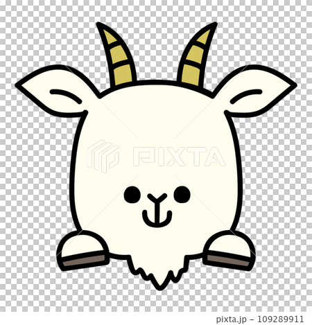 ひょっこり顔を出すかわいいヤギ 109289911
