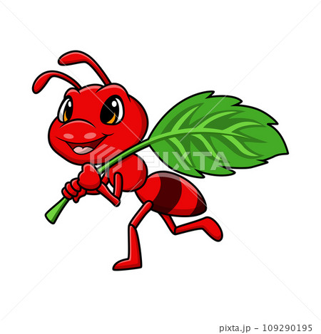 Cute ant cartoon on white background 109290195