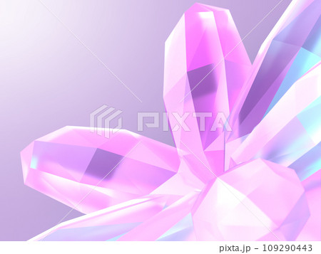 想的な光に照らされたクリスタルガラスの結晶の花の3Dイラスト 109290443