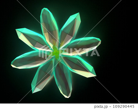 想的な光に照らされたクリスタルガラスの結晶の花の3Dイラスト 109290445