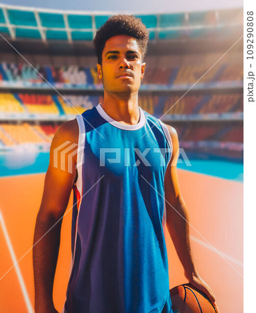 コートに立つバスケットボール選手 コートに立つバスケットボール選手 109290808