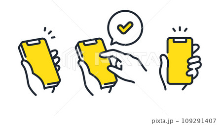 スマートフォンと手のシンプルなベクターアイコンイラストセット素材 109291407