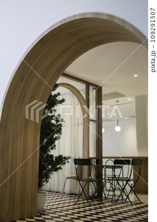 Interior of stylish white and green room Interior of stylish white and green room 109291507