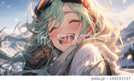 笑顔溢れる冬の日:緑髪のウィンターガール 笑顔溢れる冬の日:緑髪のウィンターガール 109291537