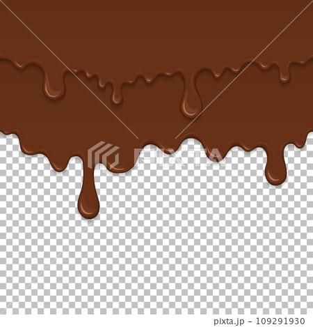 Brown sticky liquid element. Realistic dripping slime isolated object. Dessert background with melted chocolate. Popular kids sensory game. Dark chocolate flowing repeatable vector illustration. Brown sticky liquid element. Realistic dripping slime isolated object. Dessert background with melted chocolate. Popular kids sensory game. Dark chocolate flowing repeatable vector illustration. 109291930