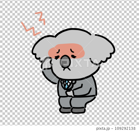 頭が痛いスーツ姿のかわいいコアラのビジネスマン 109292138