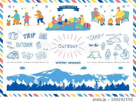 冬キャンプを楽しむ人達 冬キャンプを楽しむ人達 109292350