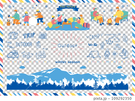 冬キャンプを楽しむ人達 冬キャンプを楽しむ人達 109292350