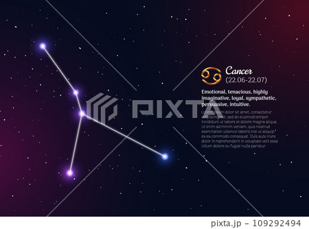 Cancer zodiacal constellation with bright stars 109292494