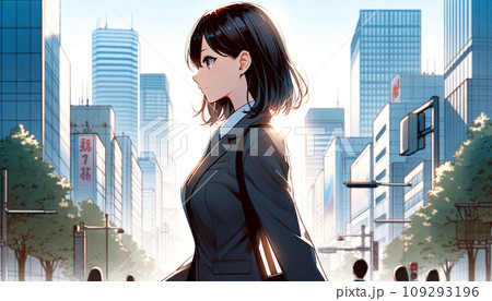 新しい始まりの都会の社会人女性 109293196